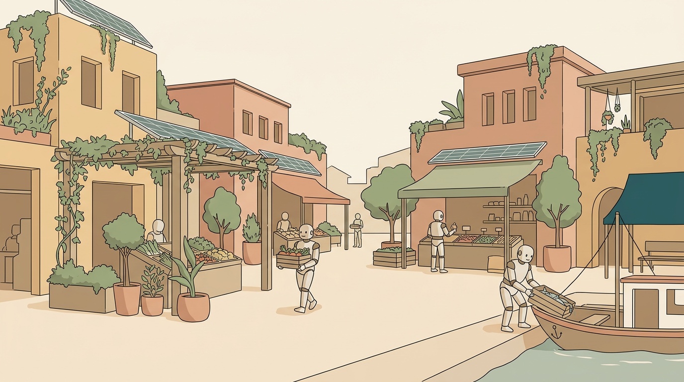 A village market by the harbor